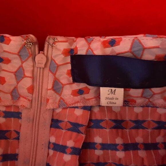 Twee Blue Rain Skirt Geometric Mini Pink Pleated Women Size Medium - Picture 4 of 6